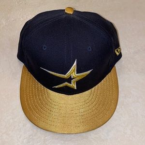 Houston Astros Navy Metallic Gold Cooperstown AC New Era 59Fifty Fitted Hat
